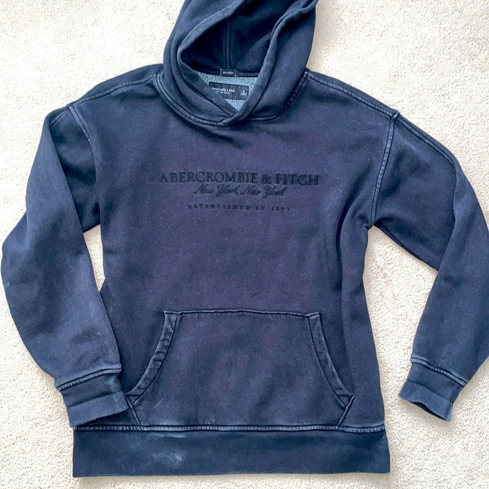 Abercrombie & Fitch soft fleece relaxed sweatshirt sweater Hoodie grey washed s